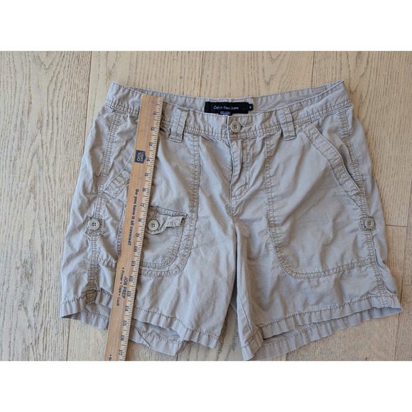 Calvin Klein Jeans Women Beige cotton Cargo Shorts Size 10 Utility Casual Summer - Picture 5 of 7